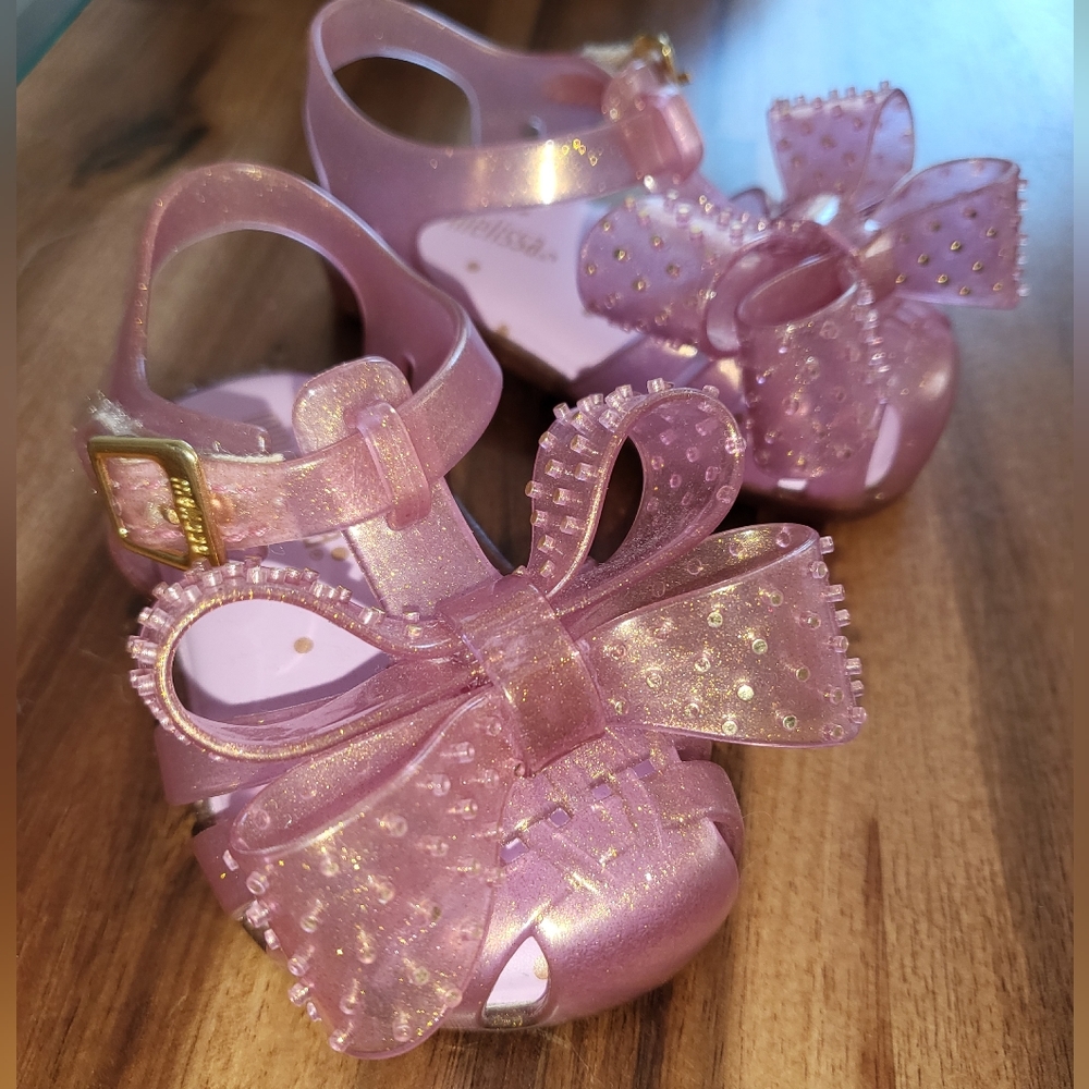 Mini Melissa Aranha XIII pink bow jelly sandals jellies size 5 toddler